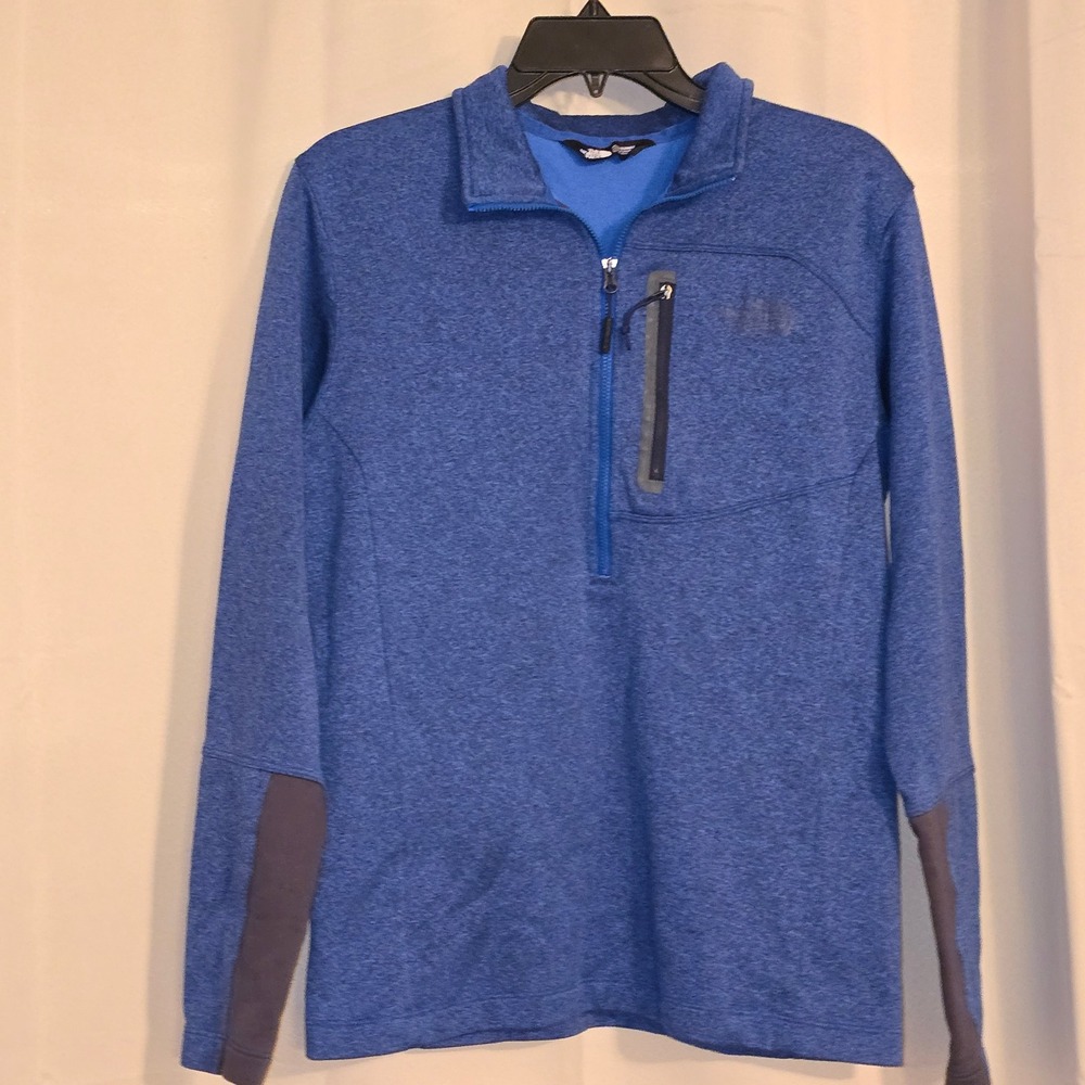 The North‎ Face Mens Small Pullover Long Sleeve Blue Quarter Zip Top